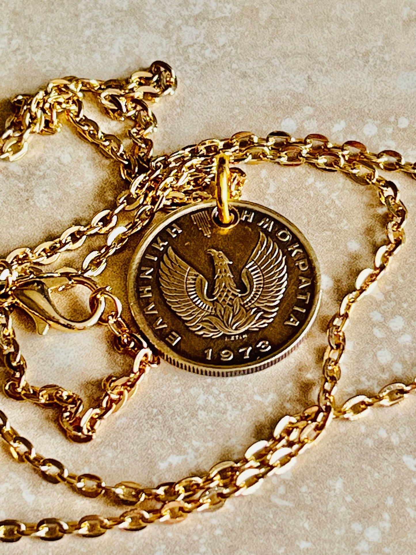 Greece Coin Pendant Greek 2 Apaxmh Necklace Jewelry Custom Charm Gift For Friend Coin Charm Gift For Him Her, World Coins Collector