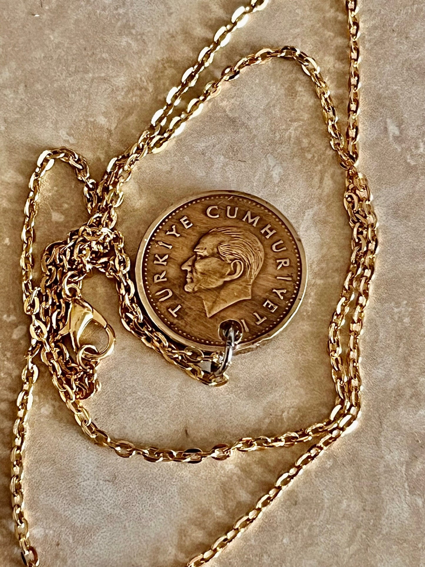 Turkey Coin Necklace 1000 Lira Pendant Personal Necklace Old Vintage Handmade Jewelry Gift Friend Charm For Him Her World Coin Collector