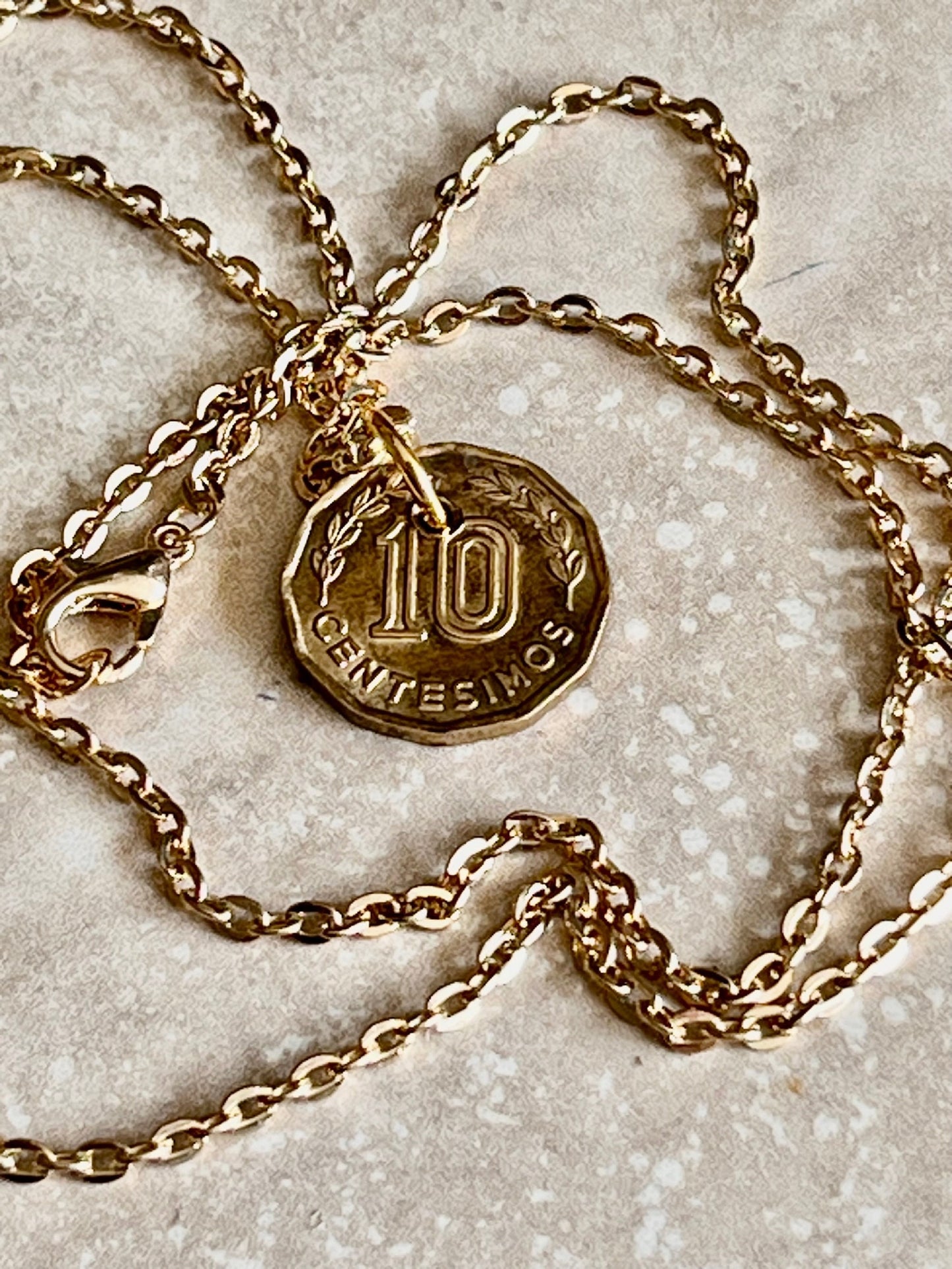 Uruguay Coin Necklace Uruguayan 10 Centimos Pendant Personal Old Vintage Handmade Jewelry Gift Friend Charm For Him Her World Coin Collector