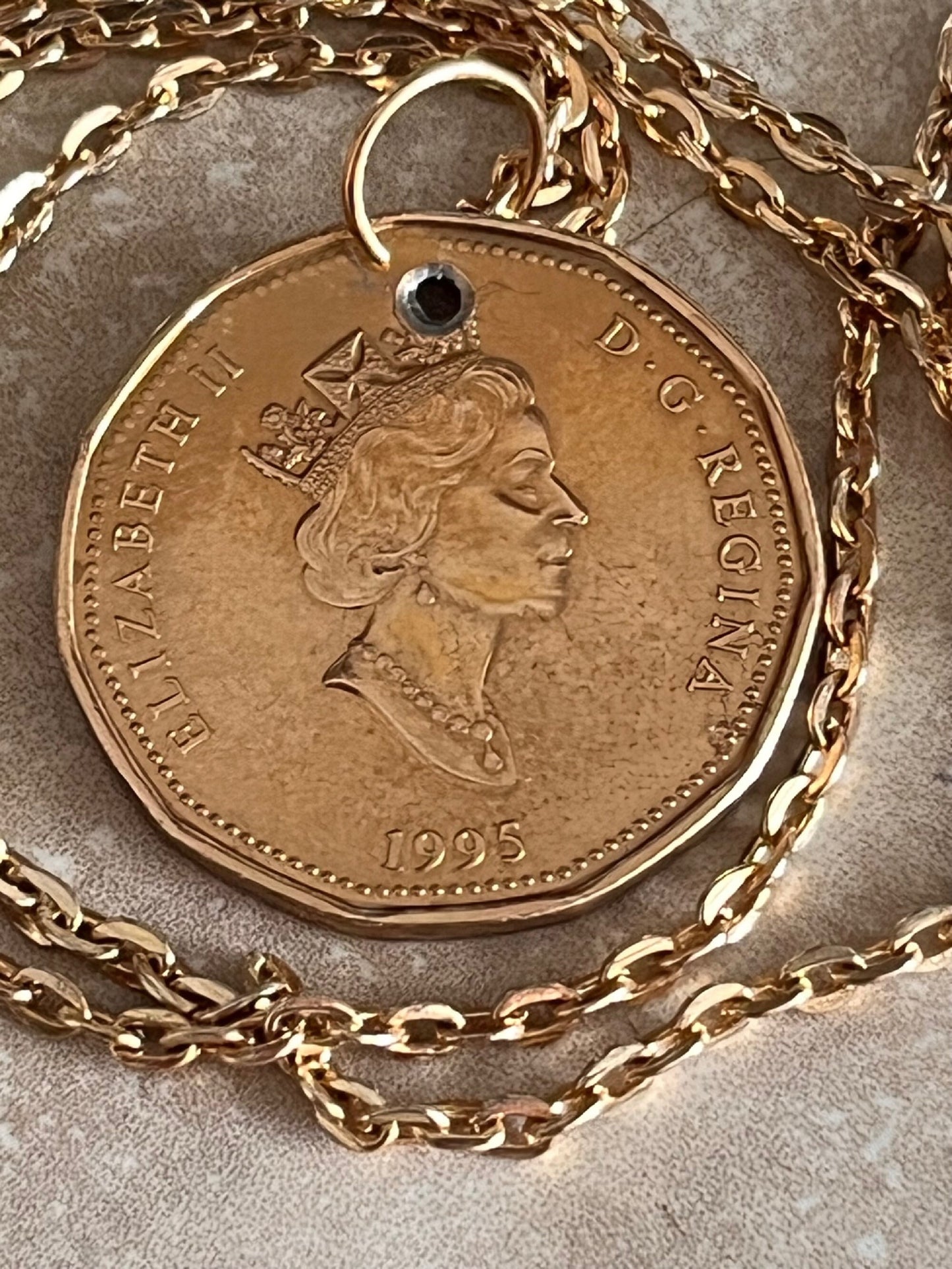 Canada Coin Necklace 1995 UN Peace Keeping Loon Dollar Loonie Personal Handmade Jewelry Gift Friend Charm For Him Her World Coin Collector