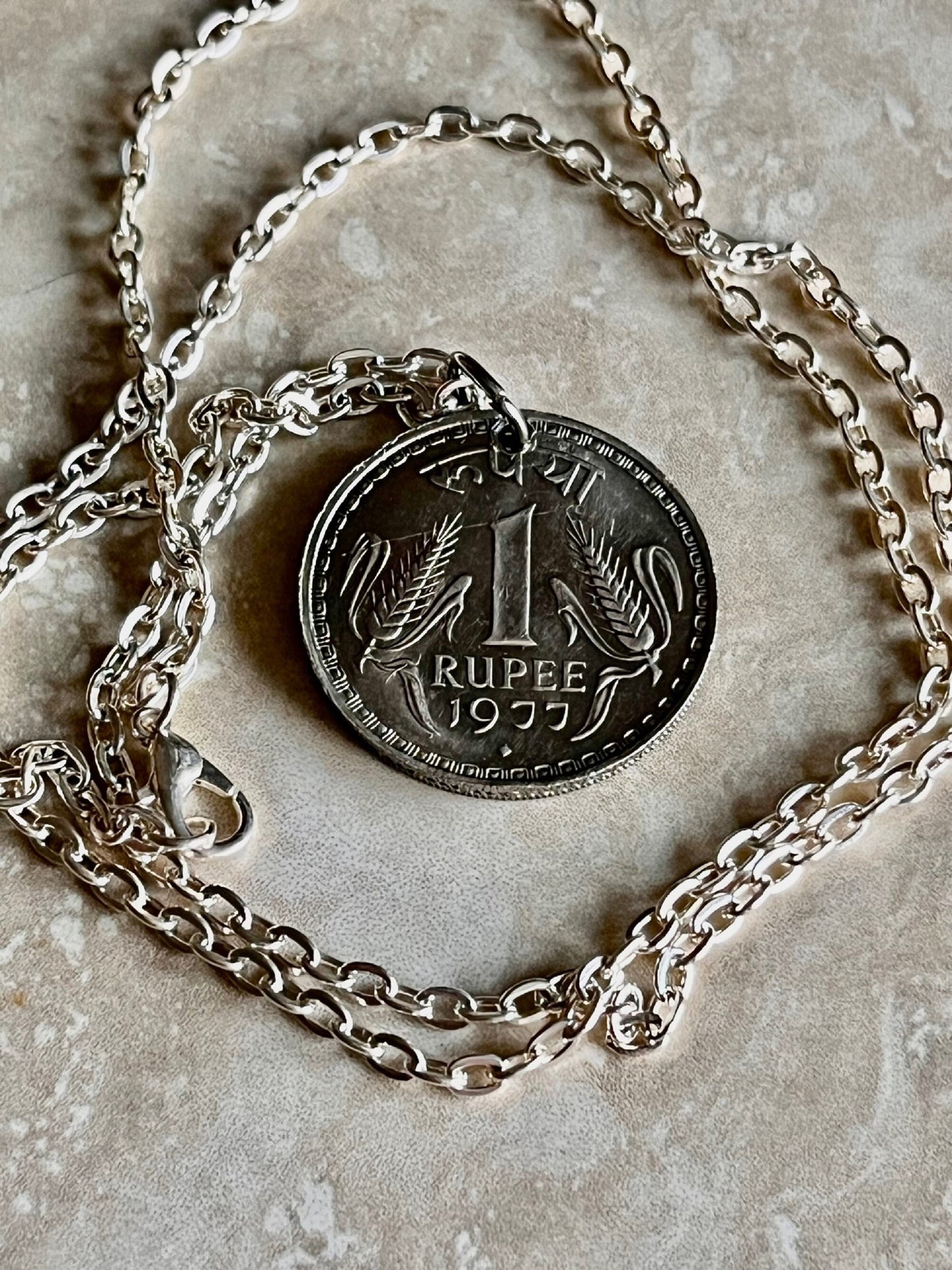 India Coin Necklace East India 1 Rupee Coin Pendant Personal Old Vintage Handmade Jewelry Gift Friend Charm For Him Her World Coin Collector