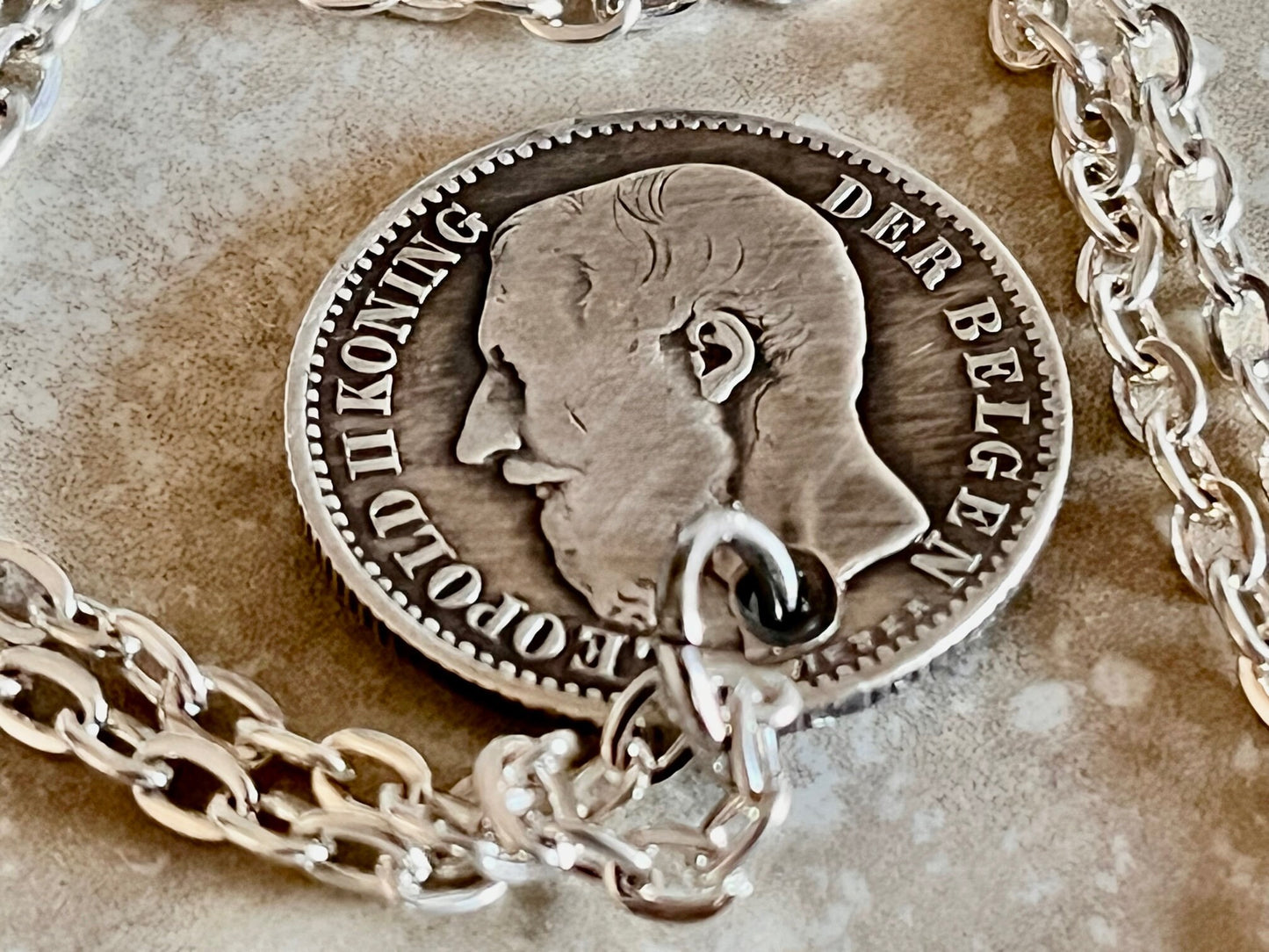Belgium Silver 1887 Coin Necklace Pendant Handmade Custom Coin For Gift For Friend Charm Gift For Him, Coin Collector, World Coins