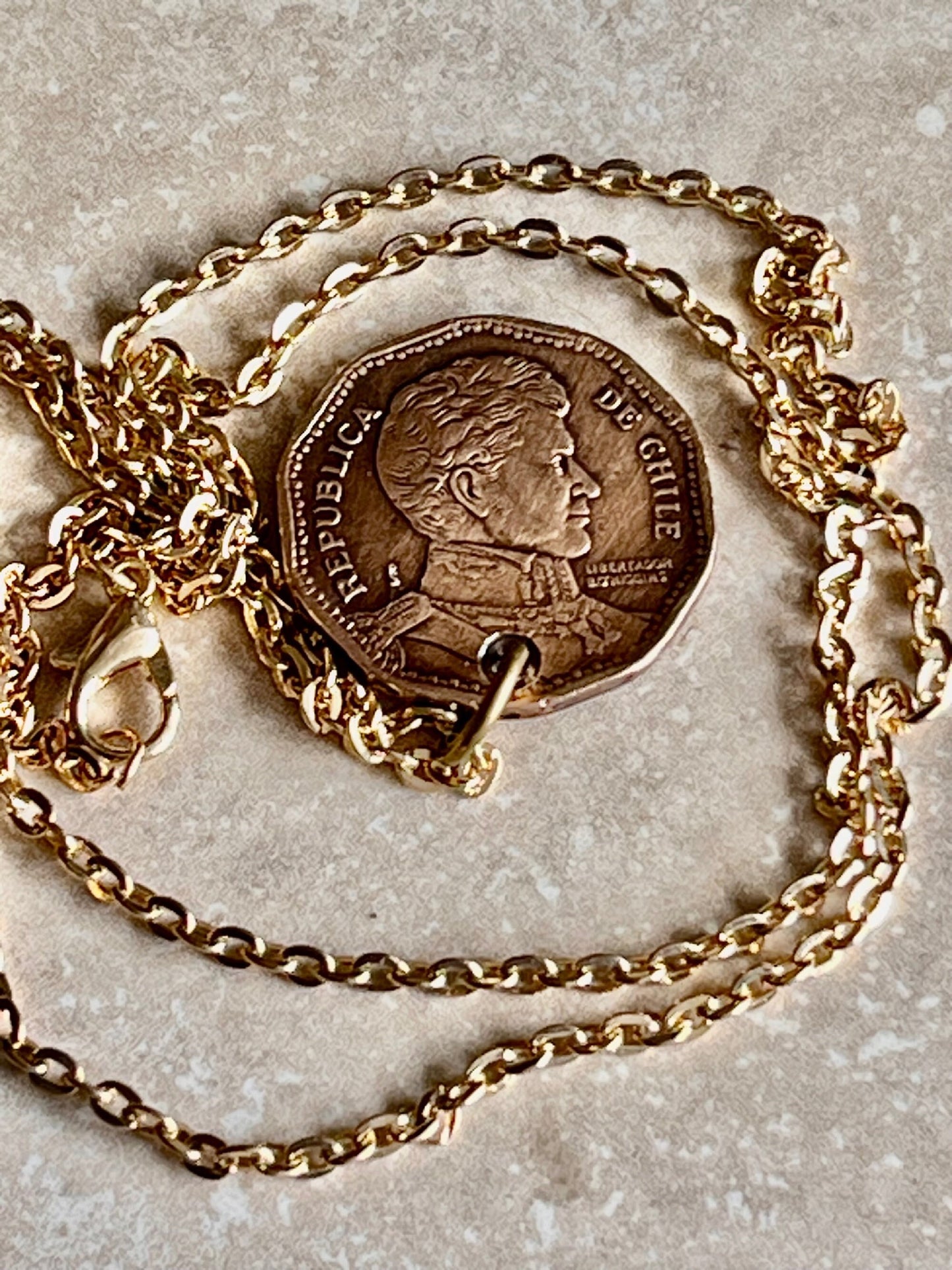 Chile Coin Pendant Necklace Chillan 50 Pesos Jewelry Personal Vintage Handmade Jewelry Gift Friend Charm For Him Her World Coin Collector