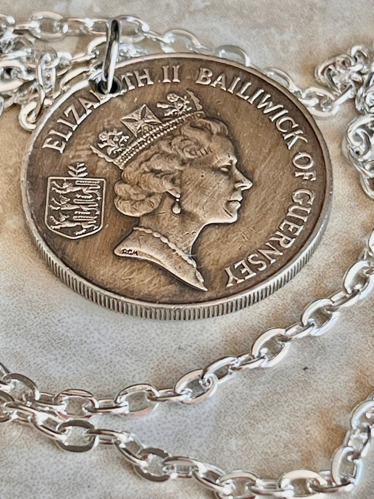 Guernsey Coin Necklace 10 Pence Pendant Handmade Custom Made Charm Gift For Friend Coin Charm Gift For Him Her, Coin Collector, World Coins