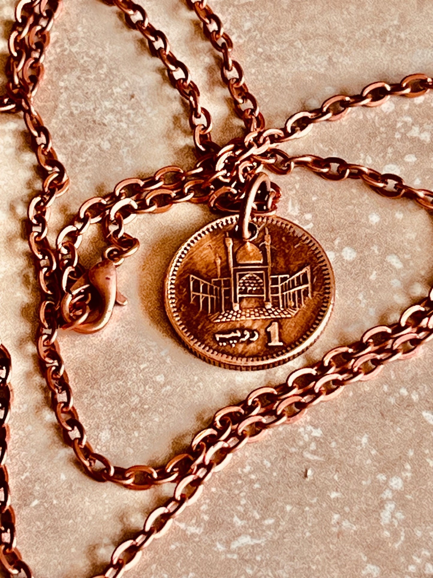 Pakistan Coin Pendant Pakistani 1 Rupee Personal Necklace Old Vintage Handmade Jewelry Gift Friend Charm For Him Her World Coin Collector