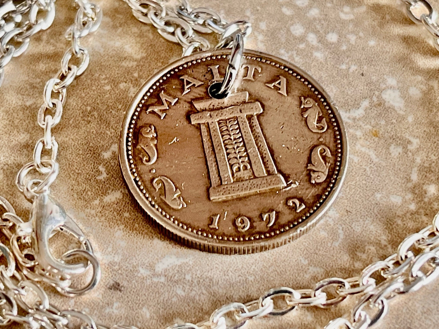Malta Coin Necklace Maltese 5 Cent Personal Vintage Handmade Jewelry Gift Friend Charm For Him Her World Coin Collector