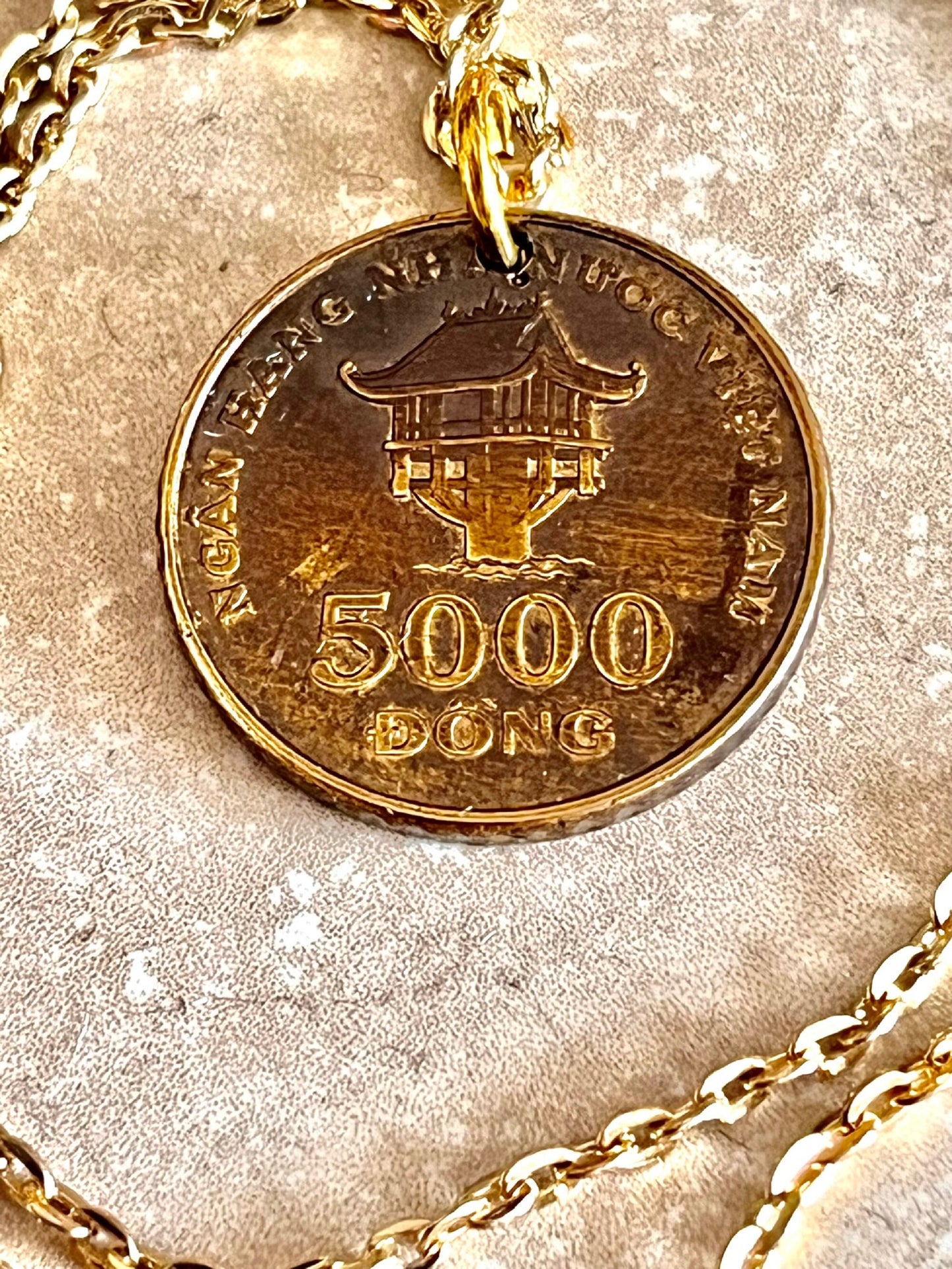 Vietnam Coin Necklace Vietnamese 5000 Dong Vintage Pendant Old Vintage Handmade Jewelry Gift Friend Charm For Him Her World Coin Collector