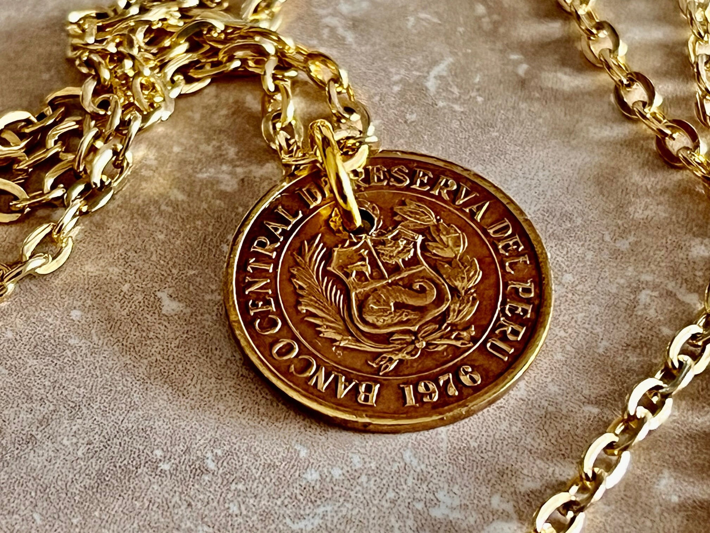 Peru Coin Pendant Peruvian UN Sol De Oro Personal Necklace Old Vintage Handmade Jewelry Gift Friend Charm For Him Her World Coin Collector