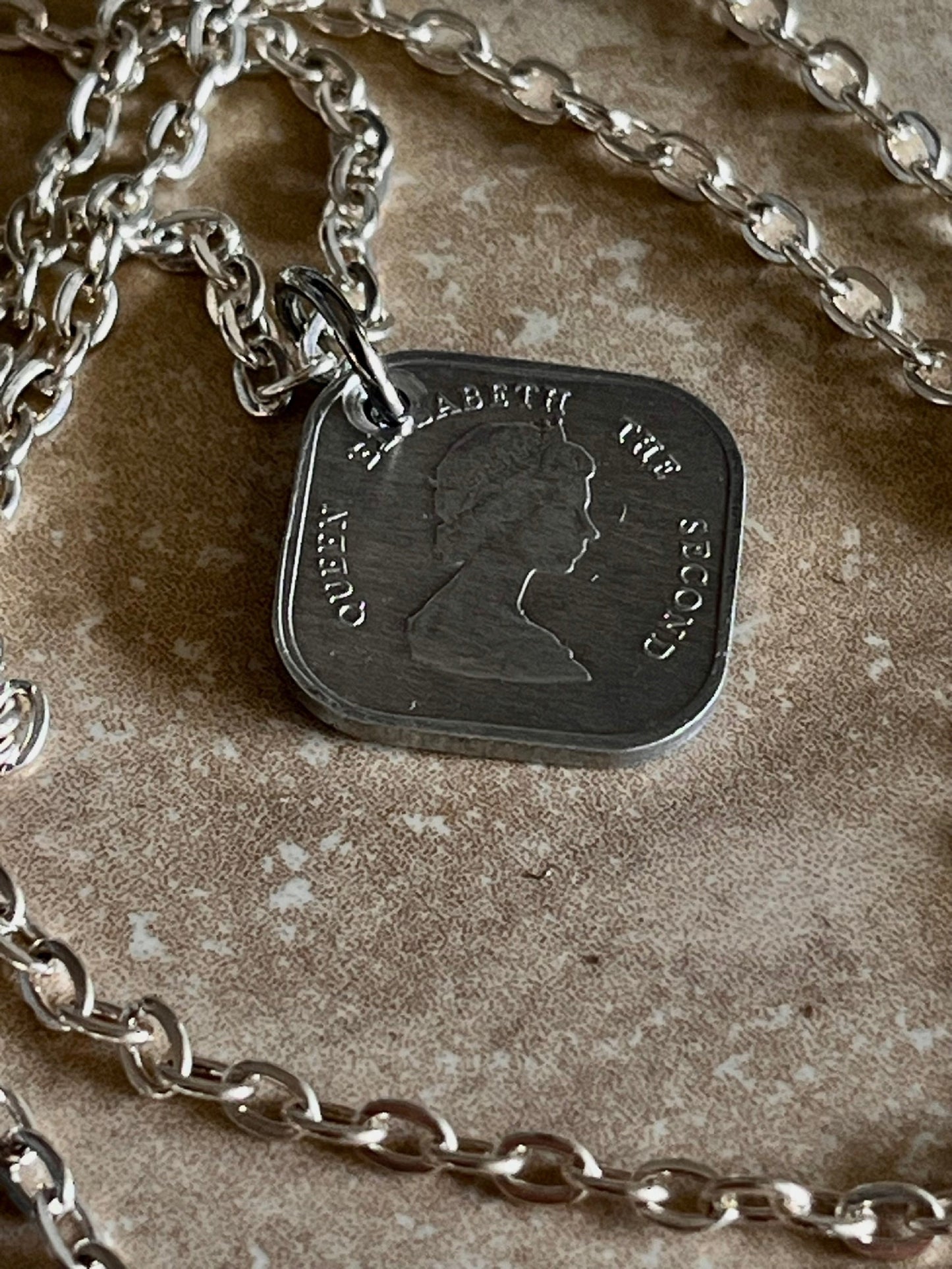 British Caribbean Coin Pendant Necklace 2 Cents Eastern Personal Vintage Handmade Jewelry Gift Friend Charm For Him Her World Coin Collector