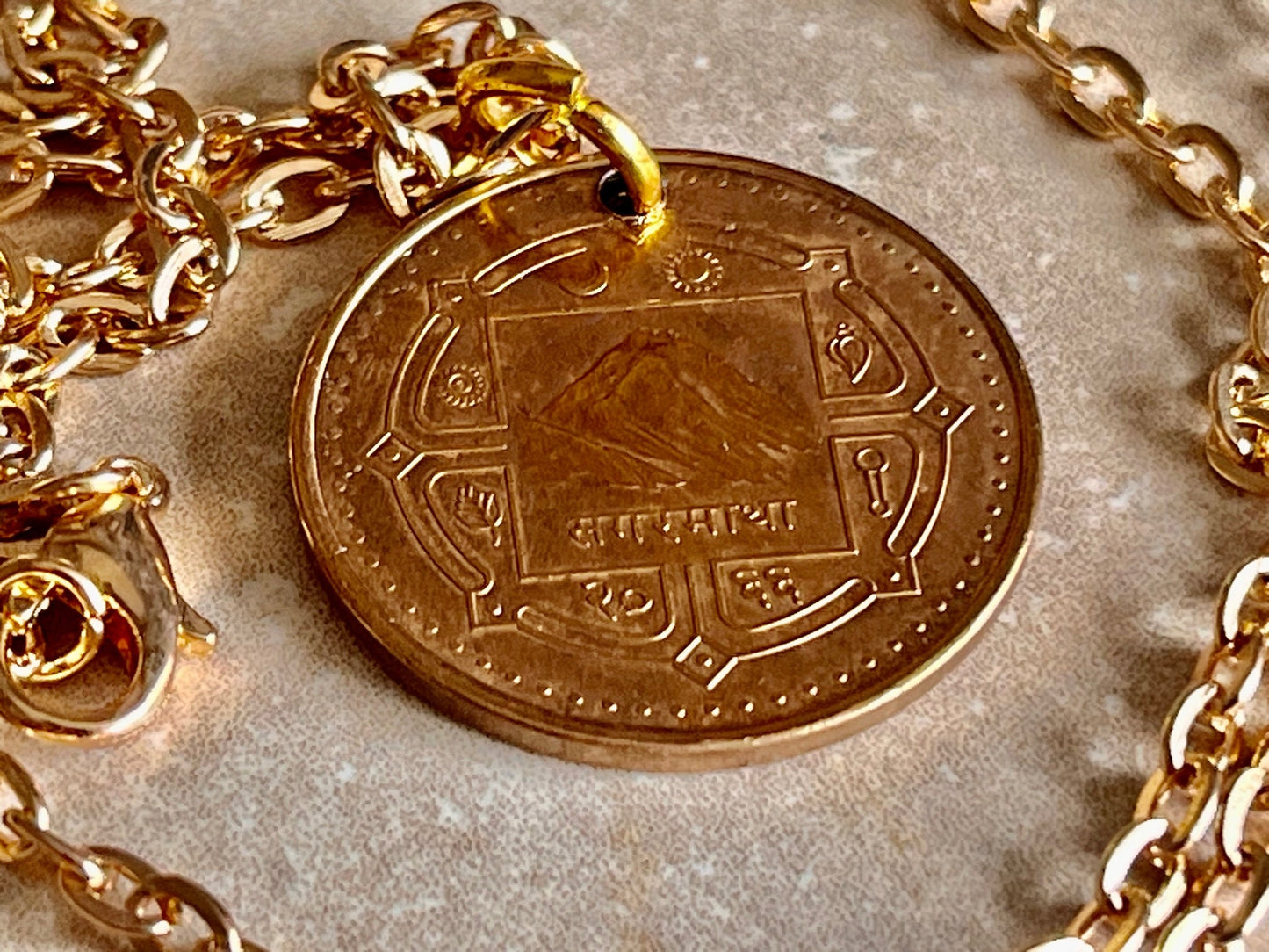 Nepal Coin Necklace Nepal Coin Vintage Pendant Necklace Custom Made Rare Coins Coin Enthusiast Fashion Handmade