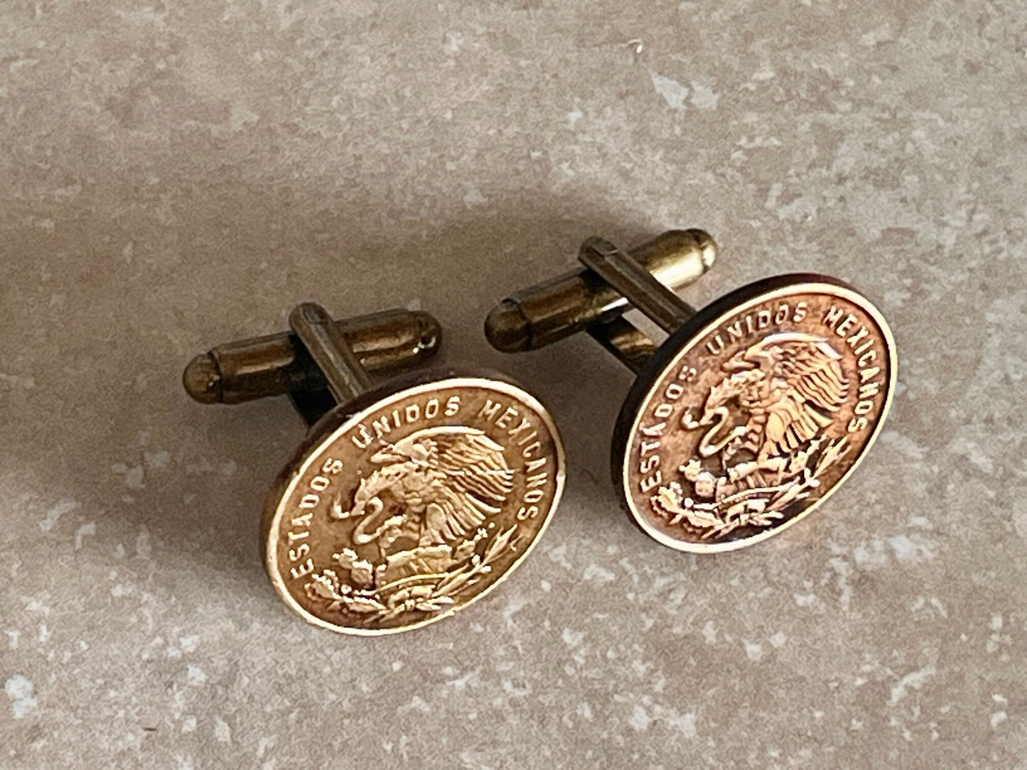 Mexico Coin Cuff Links Mexican Cinco Centavos Personal Cufflinks Vintage Handmade Jewelry Gift Friend Charm For Him Her World Coin Collector