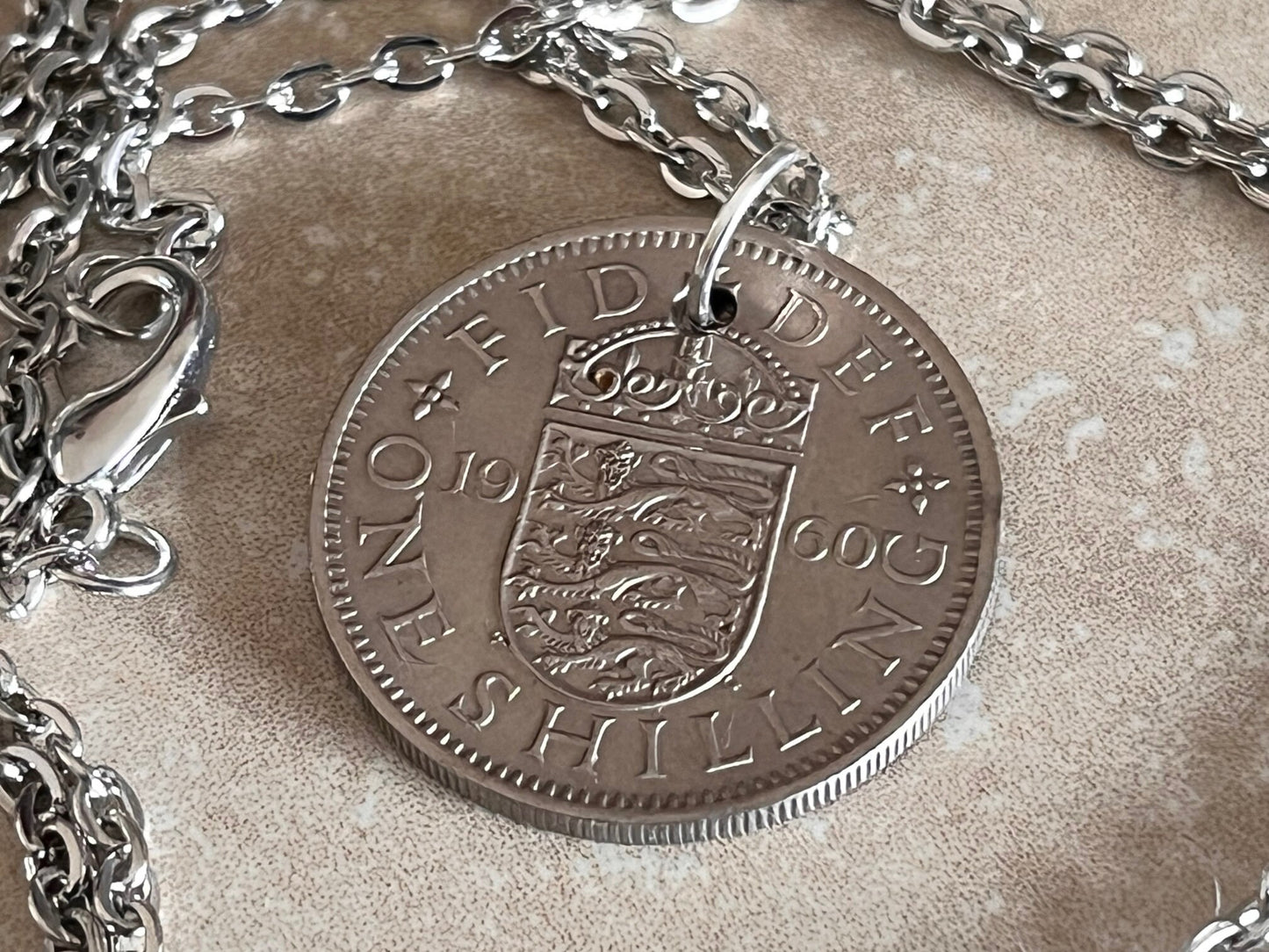 British 1 Shilling Pendant Necklace United Kingdom Britain Personal Necklace Jewelry Gift Friend Charm For Him Her World Coin Collector