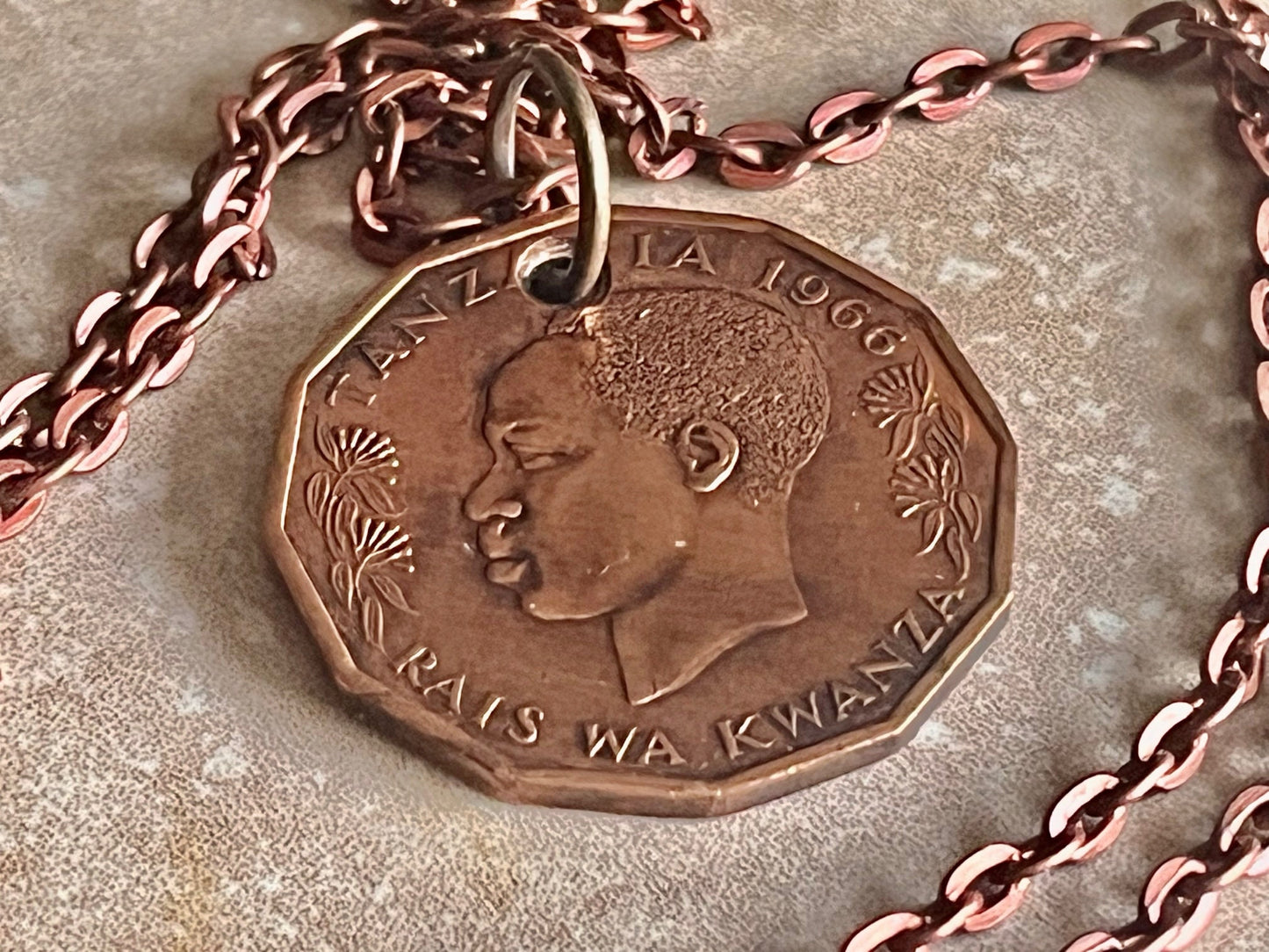Tanzania Coin Pendant Necklace Tanzanian 5 Senti Tano Personal Vintage Handmade Jewelry Gift Friend Charm For Him Her World Coin Collector