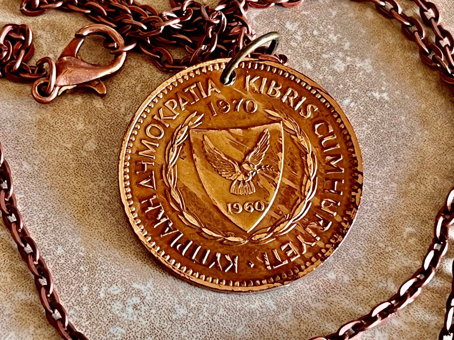 Cyprus Coin Pendant Kibris Mils Necklace Handmade Custom Made Charm Gift For Friend Coin Charm Gift For Him, Coin Collector, World Coins