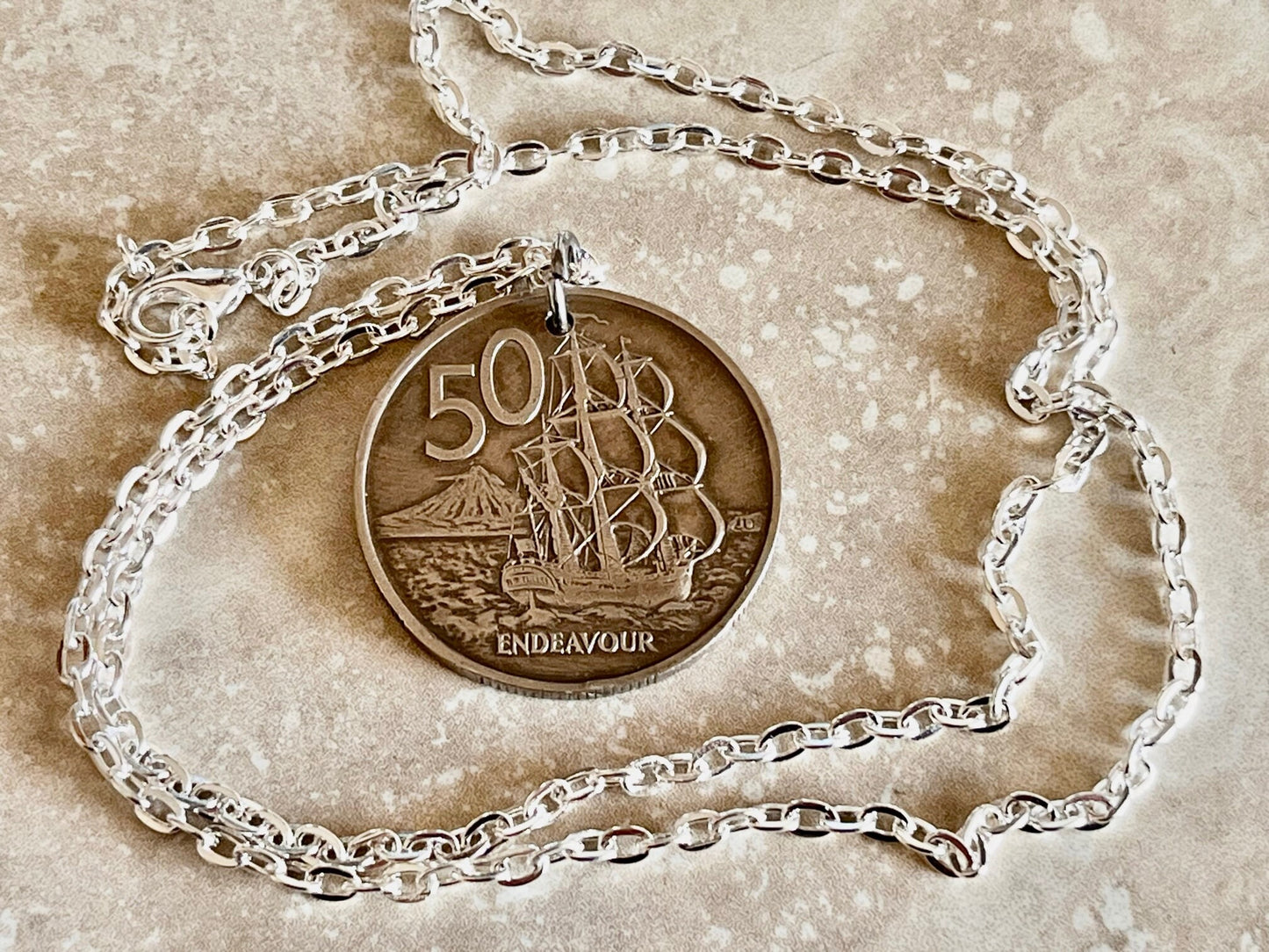 New Zealand 50 Cent Coin Pendant Necklace Custom Handmade Charm Gift For Friend Coin Charm Gift For Him Her Coin Collector, World Coins