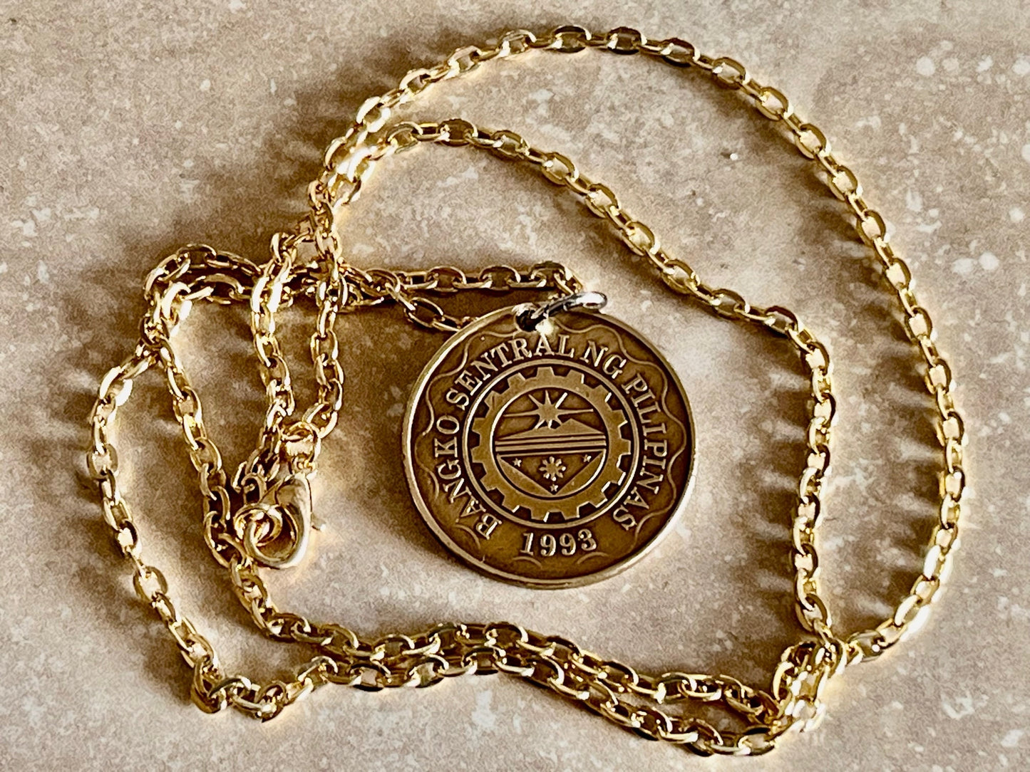 Philippines Coin Necklace Pendant Philippians 5 Piso Personal Vintage Handmade Jewelry Gift Friend Charm For Him Her World Coin Collector