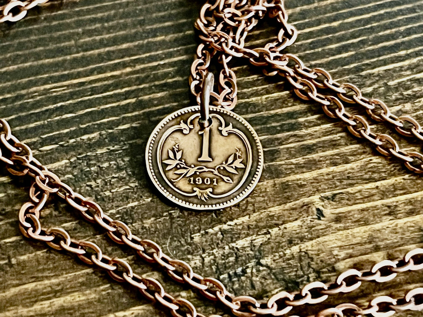 Austria Republic Austrian 1 Heller Personal Necklace Old Vintage Handmade Jewelry Gift Friend Charm For Him Her World Coin Collector