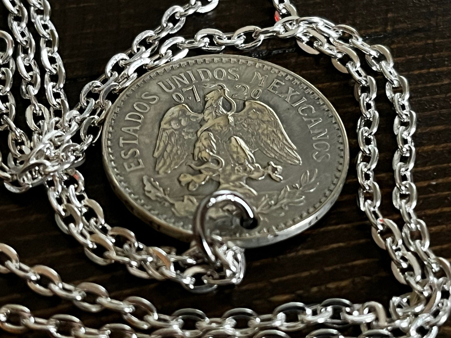 Mexico Coin Pendant 50 Centavos Silver Mexican Necklace Handmade Custom For Gift For Friend Coin Gift For Him, Coin Collector, World Coins