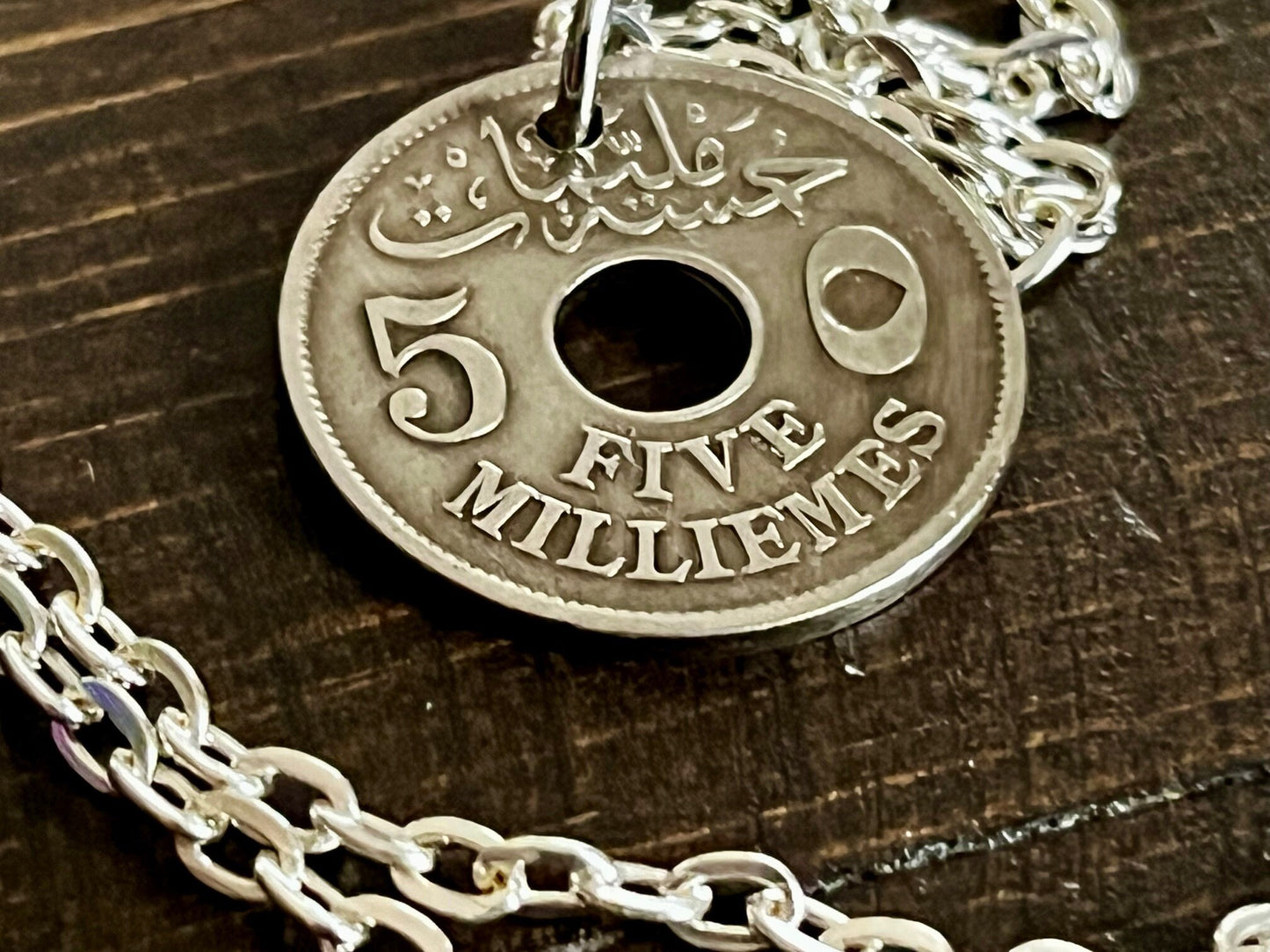 Egypt Coin Necklace Egyptian Pendant 5 Milliemes 1917 Handmade Jewelry Gift Friend Charm For Him Her World Coin Collector