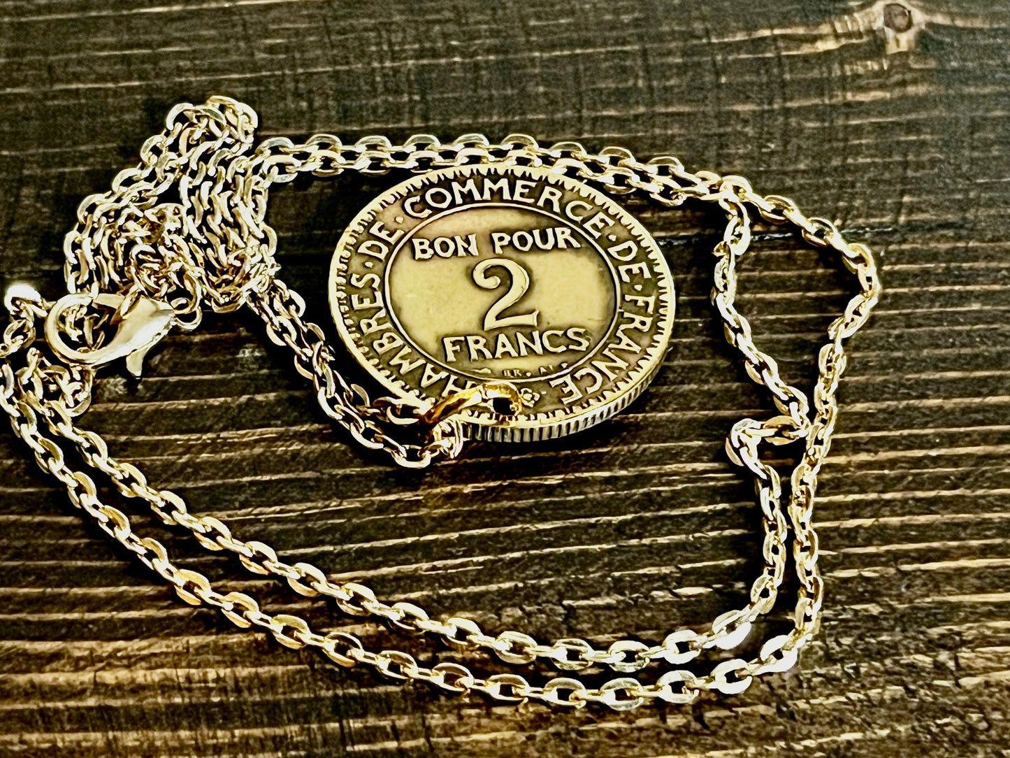 France Coin Necklace Bon Pour 1 Franc Pendant Chambers De Commerce Personal Handmade Jewelry Gift Friend Charm Him Her World Coin Collector