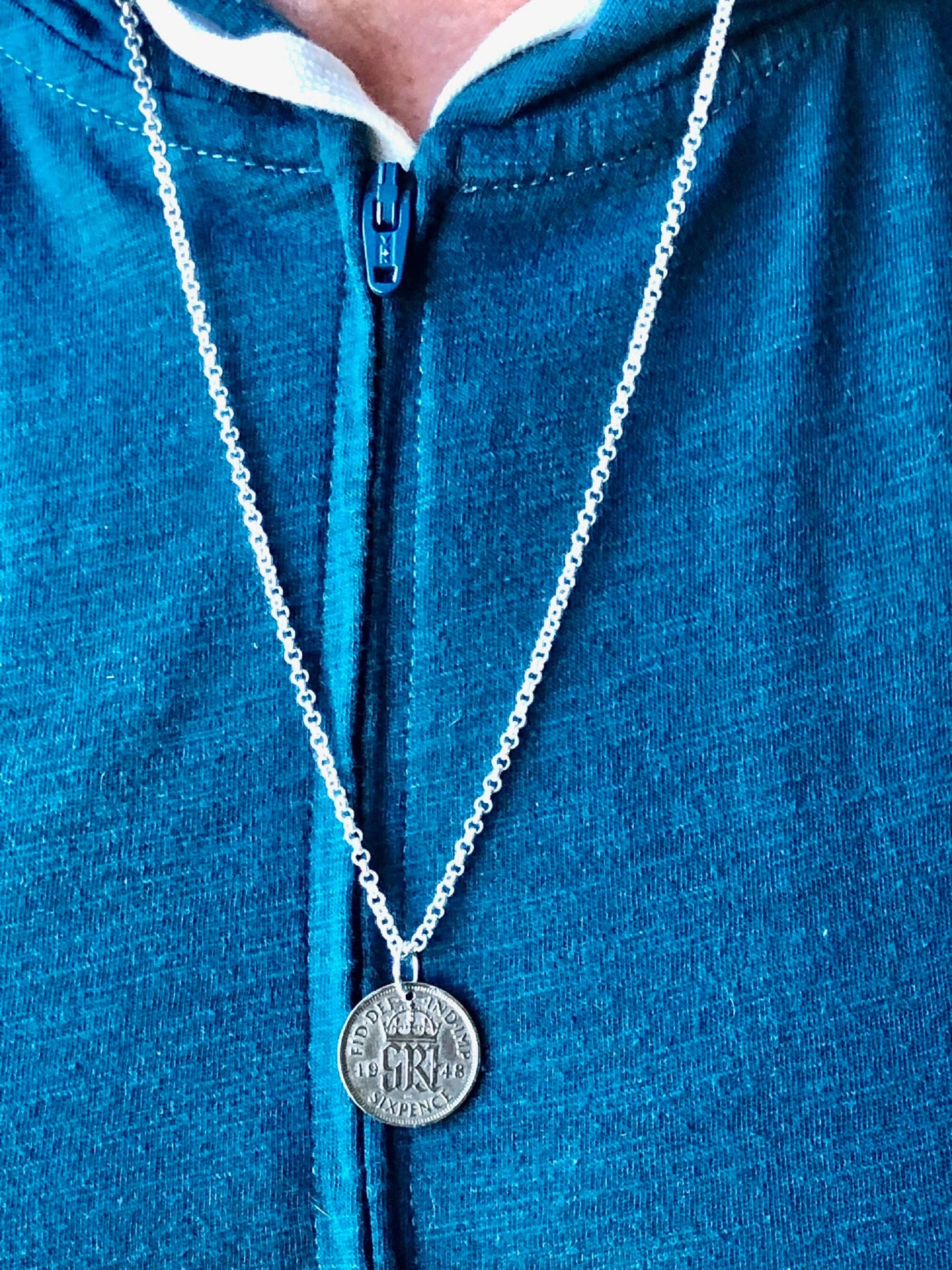 Britain Pendant Coin Necklace 6 Pence Sixpence United Kingdom Personal Jewelry Gift Friend Charm For Him Her World Coin Collector