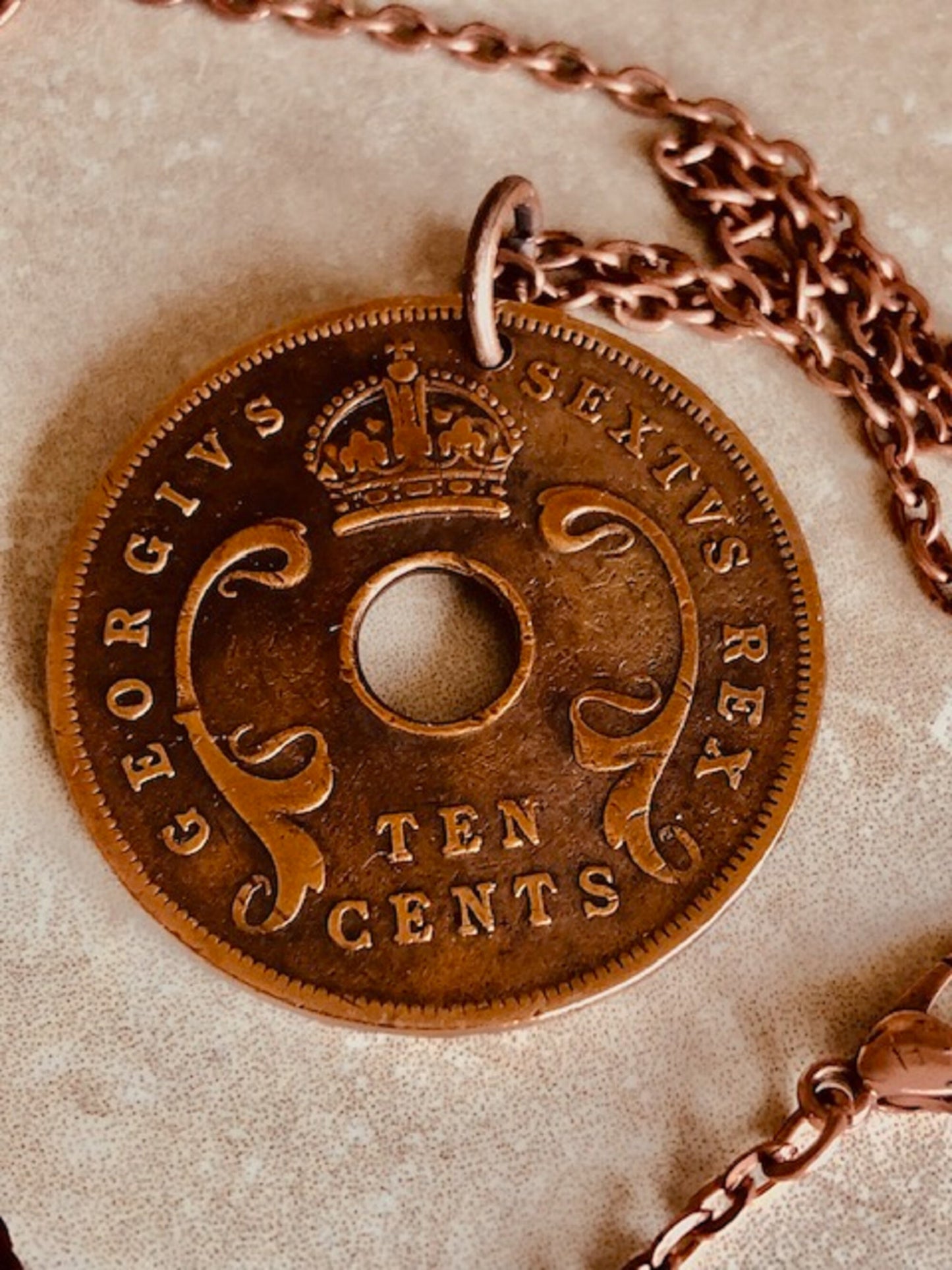 East Africa Coin Pendant 10 Cents African Personal Necklace Old Vintage Handmade Jewelry Gift Friend Charm For Him Her World Coin Collector