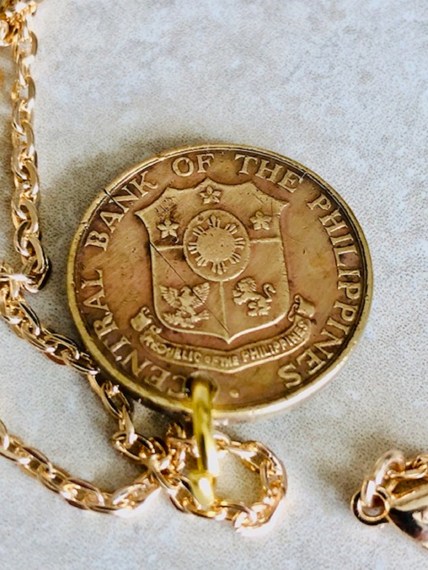 Philippines Coin Necklace Pendant Pilipinas 5 Centavos Personal Vintage Handmade Jewelry Gift Friend Charm For Him Her World Coin Collector