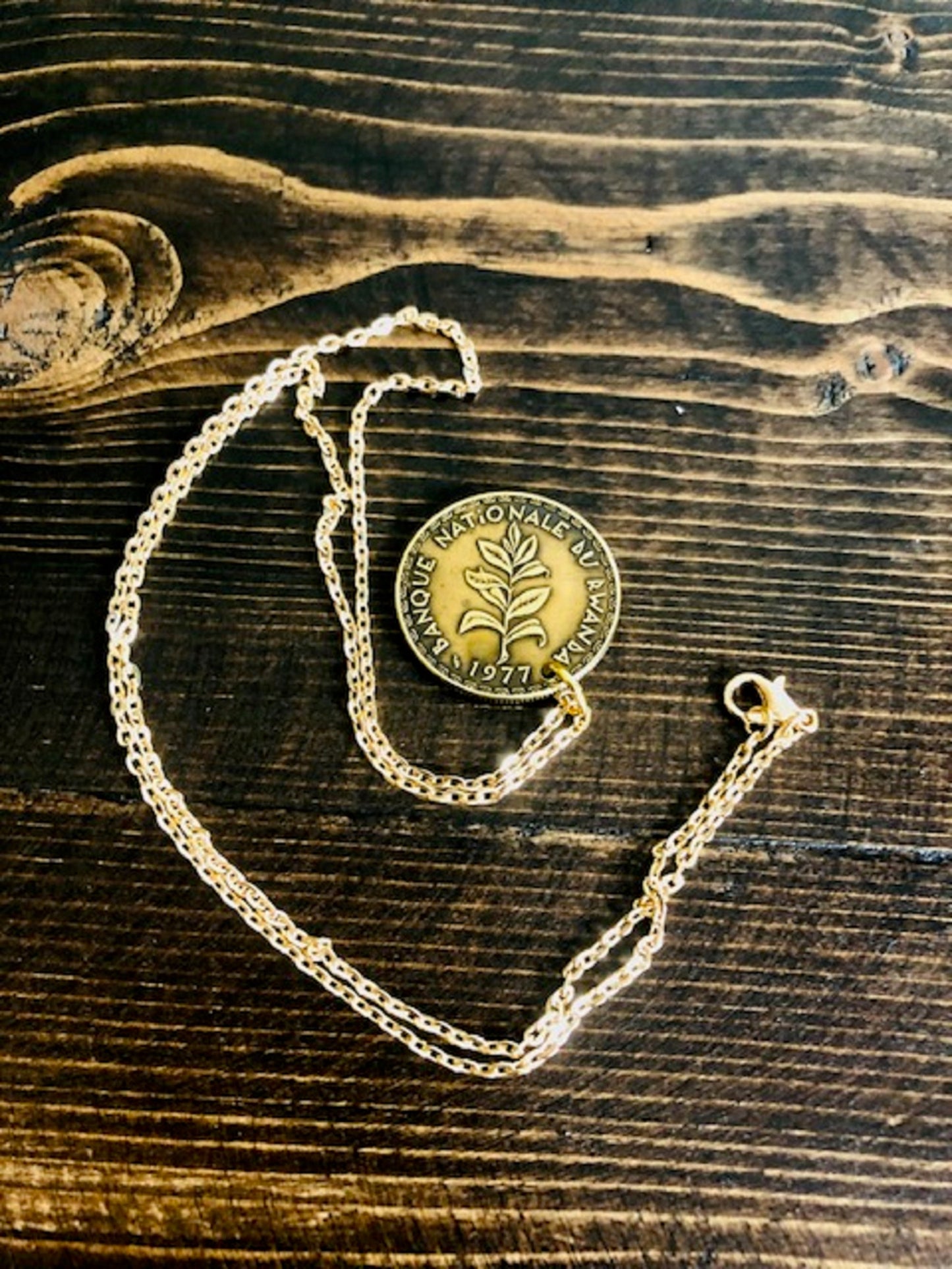 Rwanda Africa Coin Necklace African 50 Cenquante Francs Pendant Personal Jewelry Gift Friend Charm For Him Her World Coin Collector
