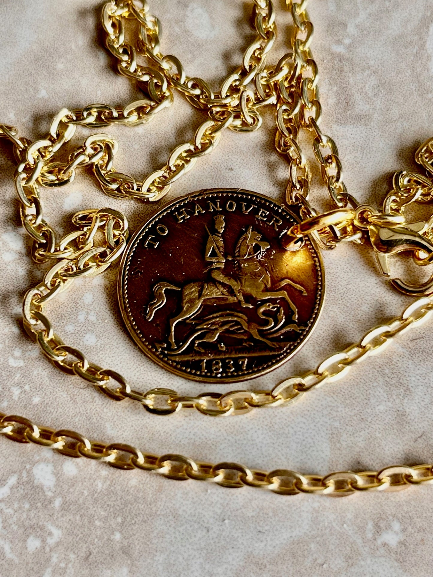 Coin Pendant Necklace For Him Her Gift 1837 Hanover Cumberland Jack Souvenir Token Necklace Coin Pendant HandMade Vintage Coin Collector