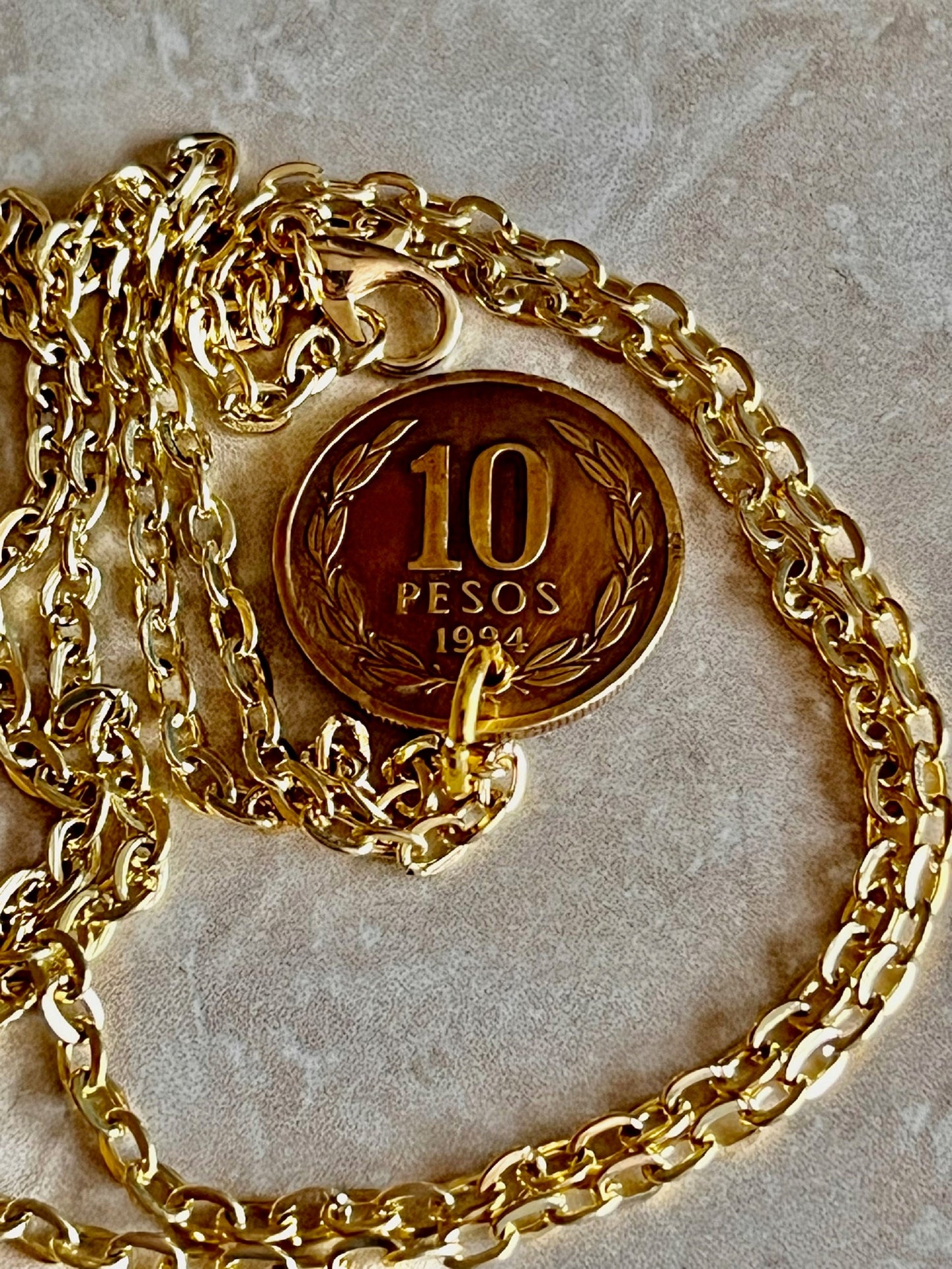 Chile Coin Necklace Chillan 10 Pesos Coin Pendant Custom Vintage Handmade For Gift For Friend Coin Gift For Him, Coin Collector, World Coins