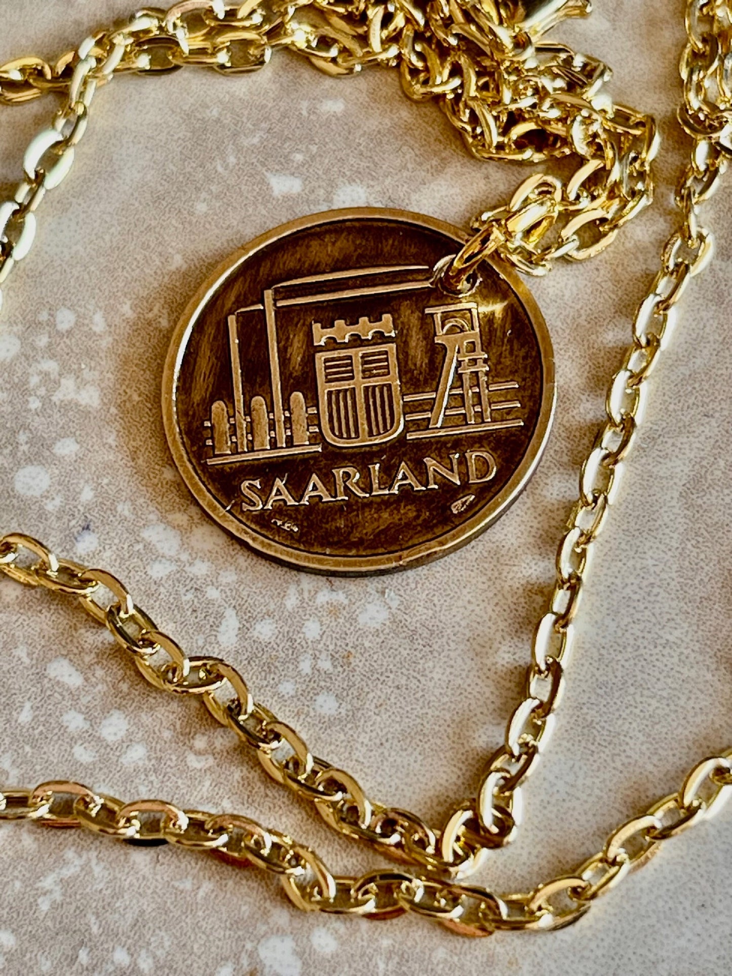 Saarland Pendant 10 Franken Germany Coin German Necklace Custom Charm Gift For Friend Coin Charm Gift For Him, Coin Collector, World Coins