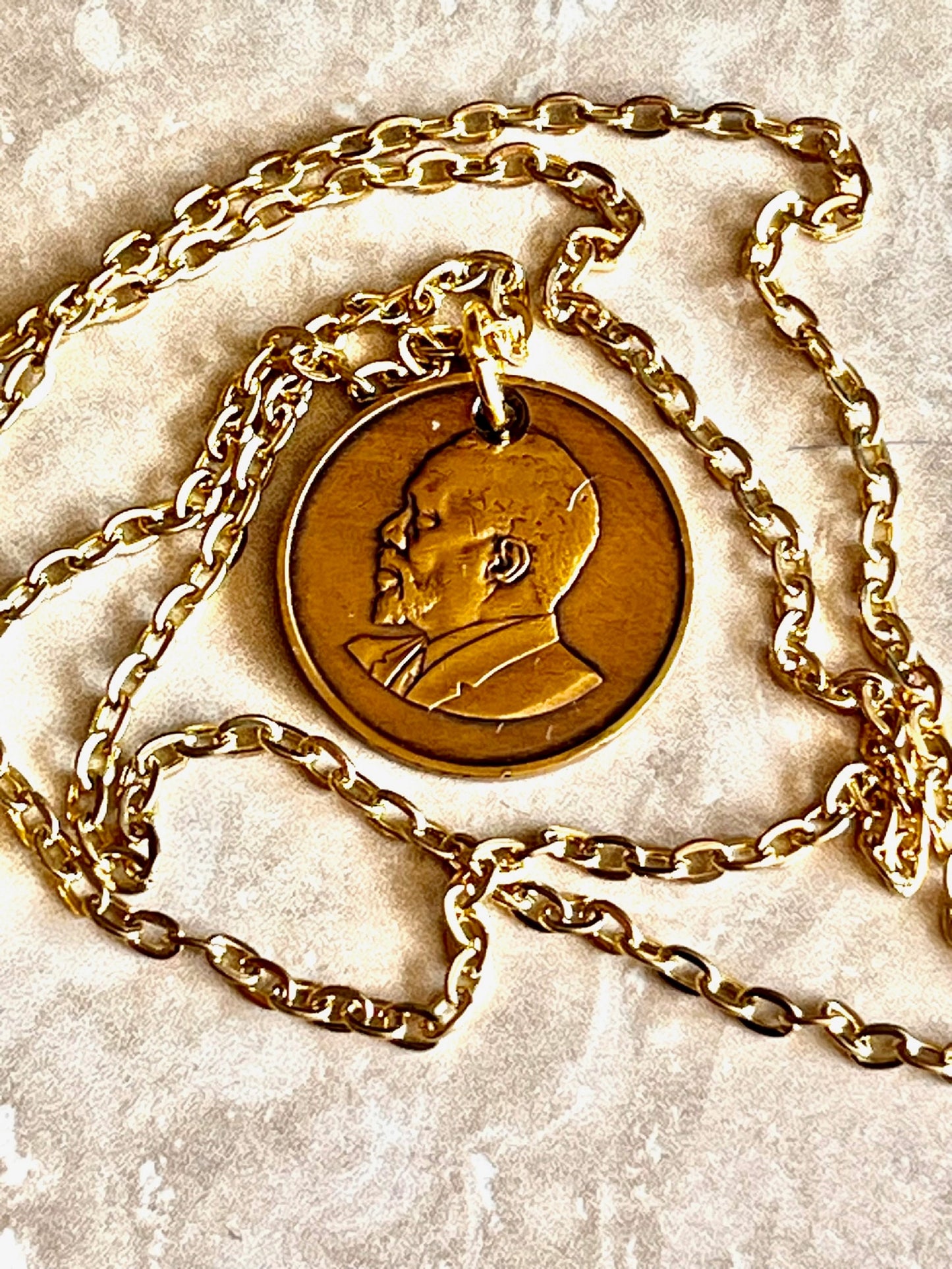 Kenya Coin Pendant Kenyan 5 Shillings Necklace Jewelry Custom Charm Gift For Friend Coin Charm Gift For Him, Her, World Coins Collector