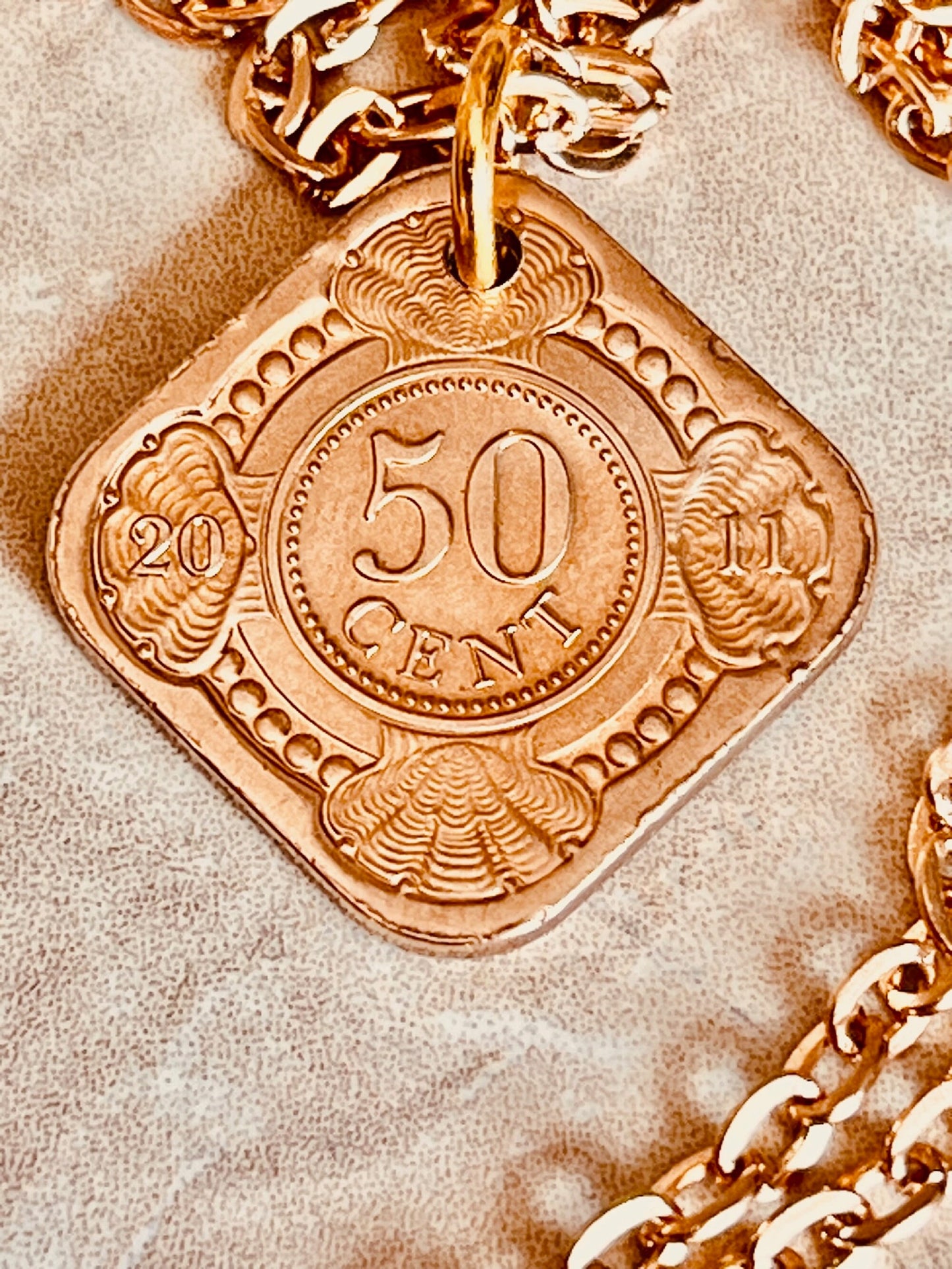 Netherland Coin Pendant Antilles 50 Cents Gulden Necklace Jewelry Gift For Friend Coin Charm Gift For Him, Her, World Coins Collector