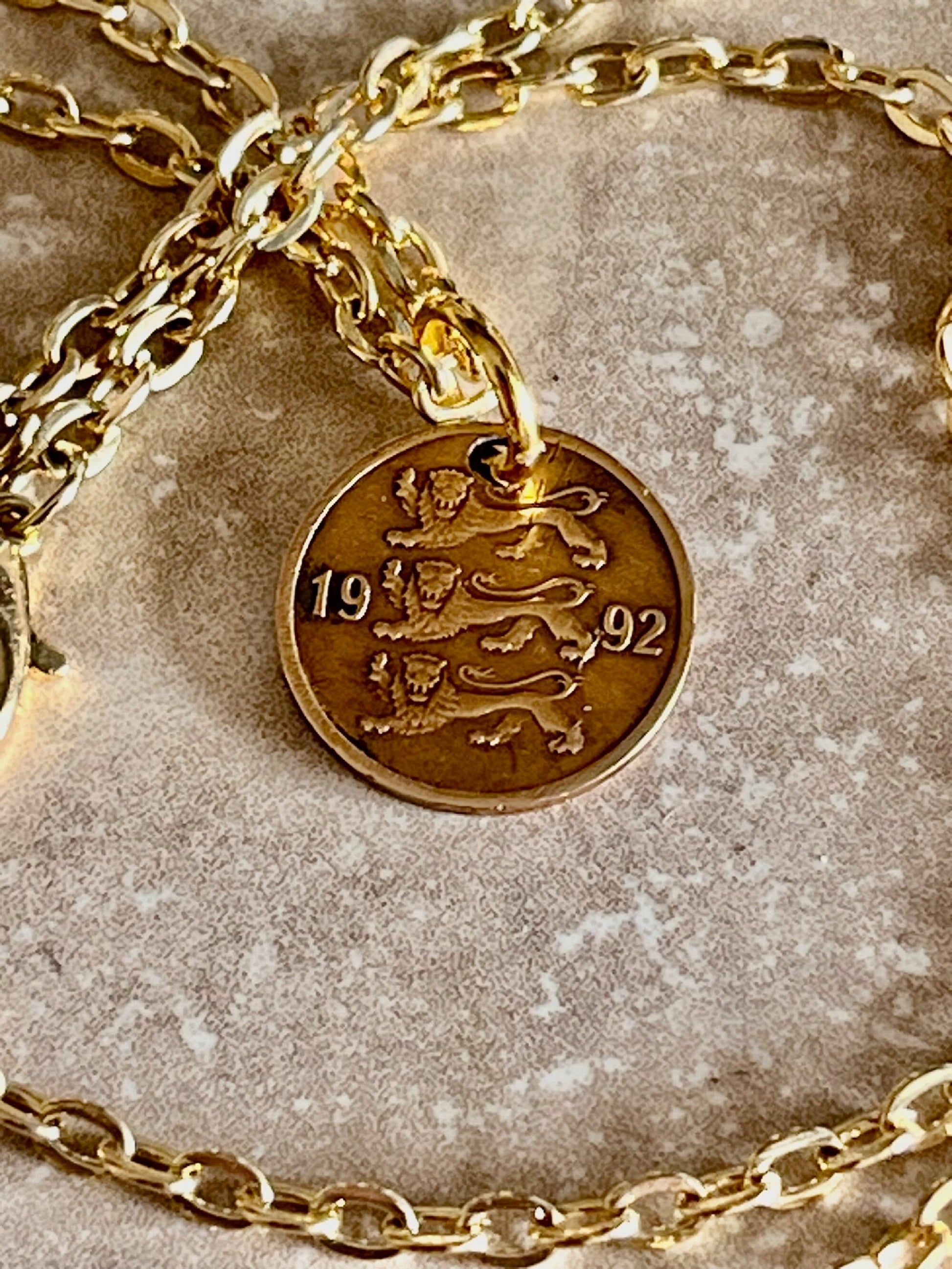 Estonia Coin Pendant Estonian 5 Senti Personal Necklace Old Handmade Jewelry Gift Friend Charm For Him Her World Coin Collector