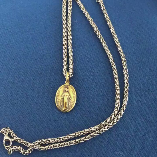 Miraculous Medal Blessed Virgin Pendant Necklace- Forgiveness St. Catherine -  Antique Wax Seal– Charm Fascination Brass Pendant 126