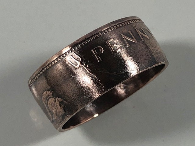 Britain Coin Ring Large Penny England British Ring Handmade Personal Jewelry Ring Gift For Friend Ring Gift For Him Her World Coin Collector