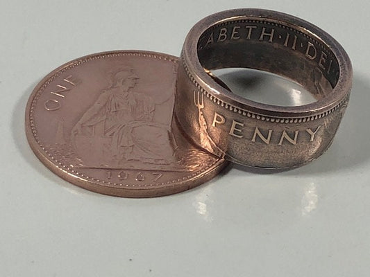 Britain Coin Ring Large Penny England British Ring Handmade Personal Jewelry Ring Gift For Friend Ring Gift For Him Her World Coin Collector