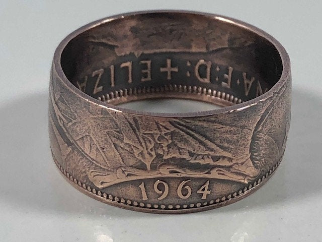 Britain Coin Ring Large Penny England British Ring Handmade Personal Jewelry Ring Gift For Friend Ring Gift For Him Her World Coin Collector