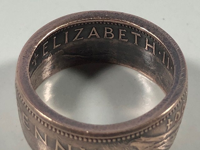 Britain Coin Ring Large Penny England British Ring Handmade Personal Jewelry Ring Gift For Friend Ring Gift For Him Her World Coin Collector