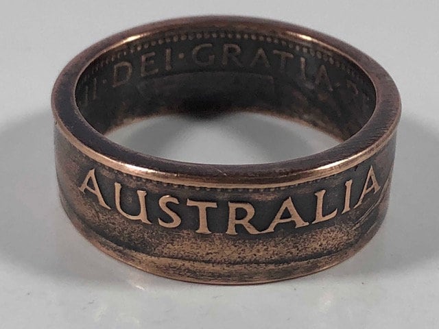 Australia Ring Half Penny Australian Coin Ring Handmade Custom Ring Gift For Friend Coin Ring Gift For Him Her Coin Collector World Coins