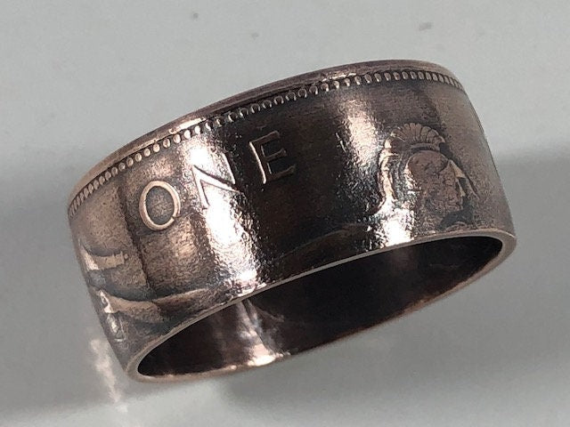 Britain Coin Ring Large Penny England British Ring Handmade Personal Jewelry Ring Gift For Friend Ring Gift For Him Her World Coin Collector