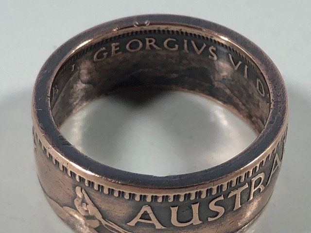 Australia Ring Large Penny Australian Coin Ring Handmade Custom Ring For Gift For Friend Coin Ring Gift For Him, Coin Collector World Coins