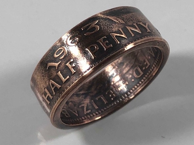 Australia Ring Half Penny Australian Coin Ring Handmade Custom Ring Gift For Friend Coin Ring Gift For Him Her Coin Collector World Coins