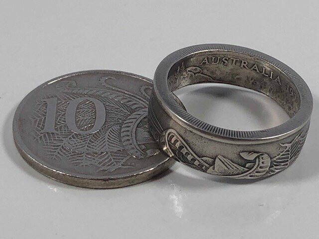 Australia Ring 10 Cents Australian Coin Ring Handmade Personal Jewelry Ring Gift For Friend Coin Ring Gift For Him Her World Coin Collector