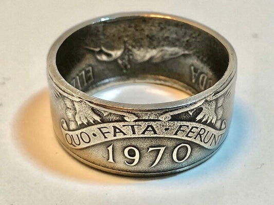 Bermuda Ring 50 Cent Coin Ring QUO·FATA·FERUNT Whither Handmade Personal Jewelry Ring Gift For Friend Gift For Him Her World Coin Collector