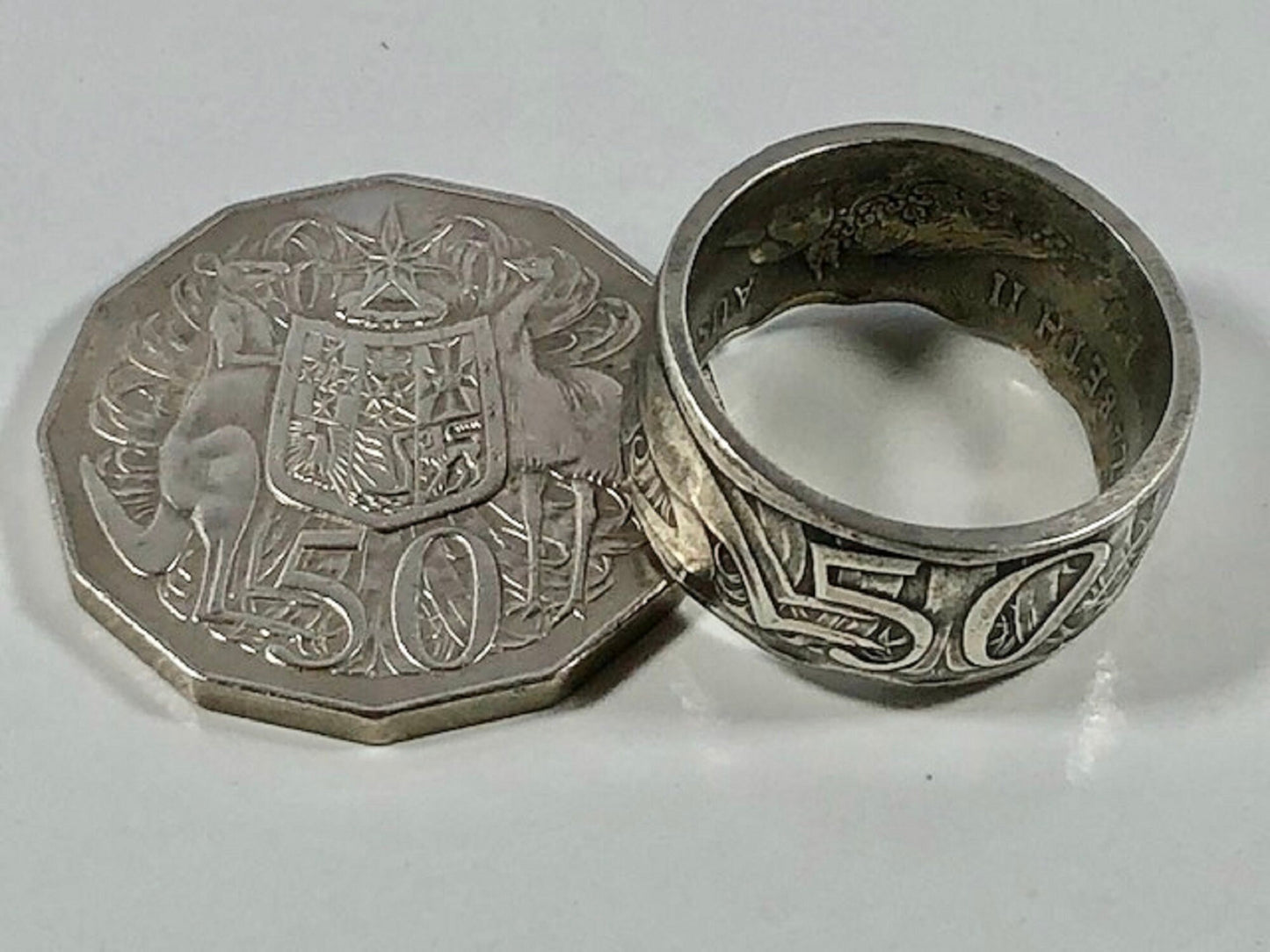 Australia Coin Ring 50 Cent Australian Ring Handmade Jewelry Gift Charm For Friend Coin Ring Gift For Him Her World Coins Collector