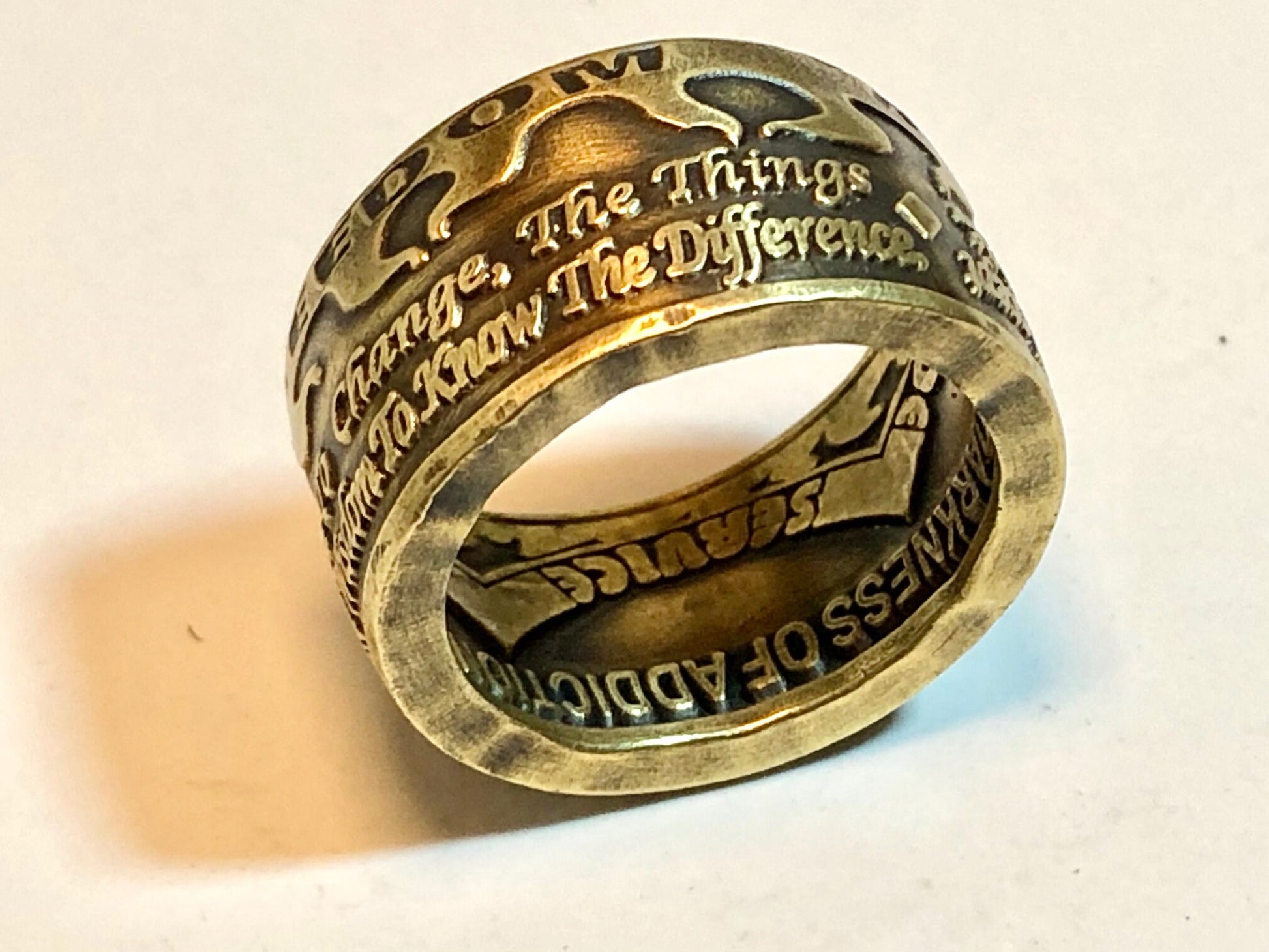 Addiction Coin Ring Serenity Prayer Drugs Alcohol Abuse Sober Recovery Ring Personal Jewelry Ring Gift For Friend Coin Ring Gift For Him Her