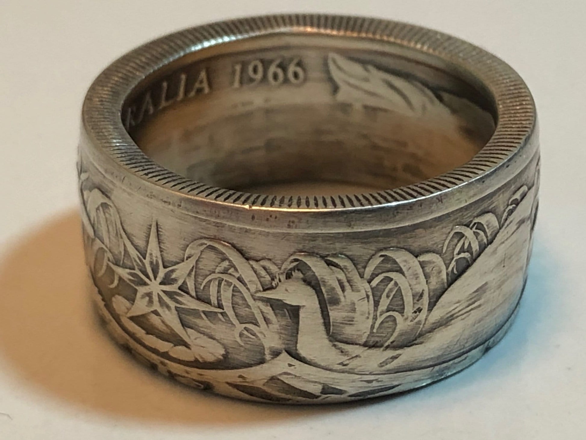 Australia Ring Silver 50 Cent Australian Coin Ring 1966 Personal Jewelry Ring Gift For Friend Ring Gift For Him Her World Coin Collector