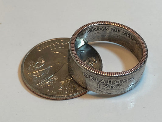 Oklahoma Ring State Quarter Coin Ring Hand Made