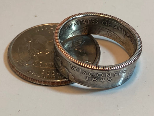 Wisconsin Ring State Quarter Coin Ring Hand Made